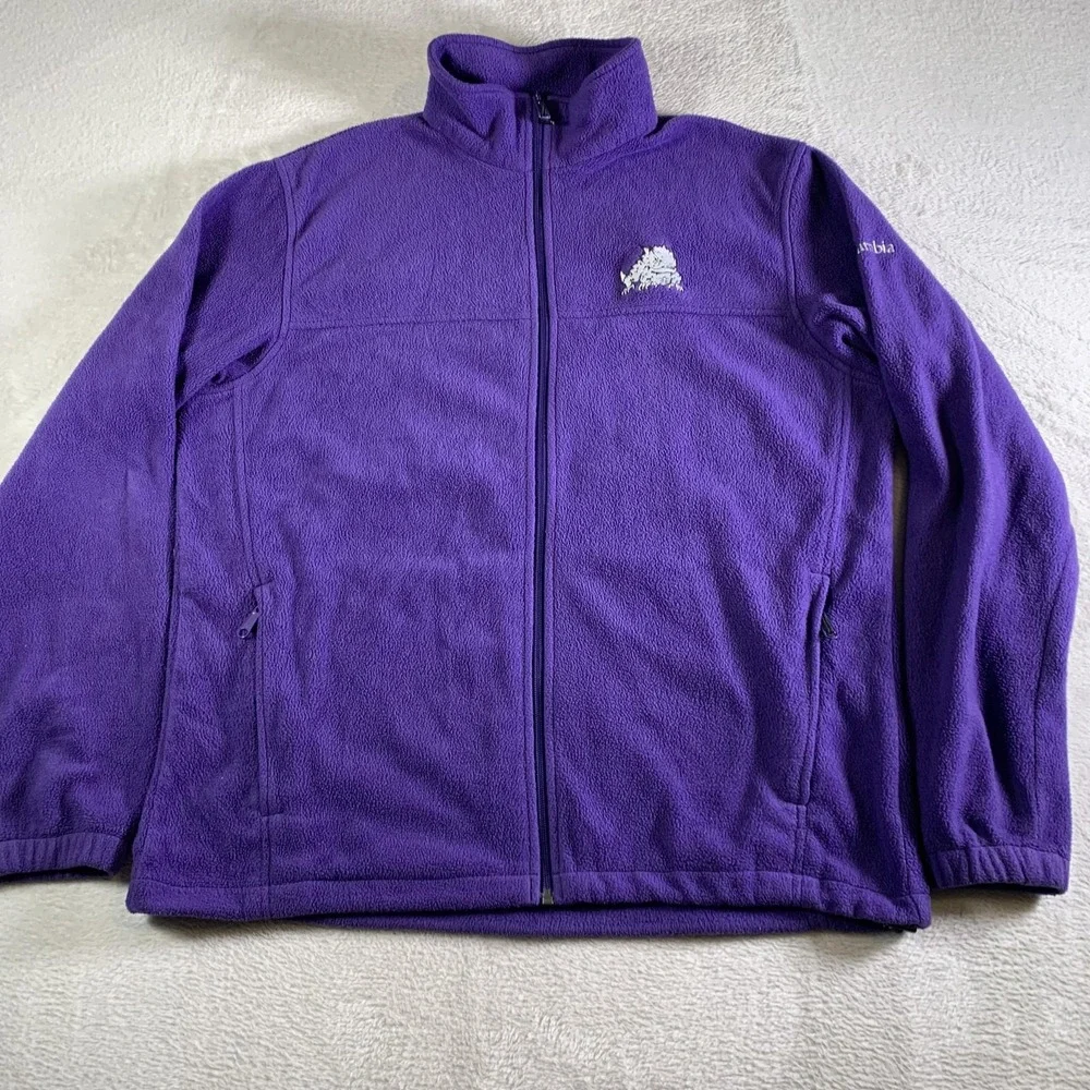 TCU Horned Frogs Jacket Mens Large Purple NCAA Football Columbia Full Zip Fleece